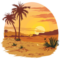 Sunset over Desert Clipart