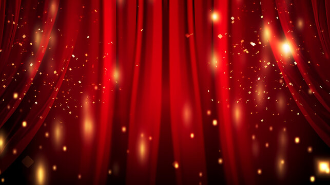 red curtain material, spotlight