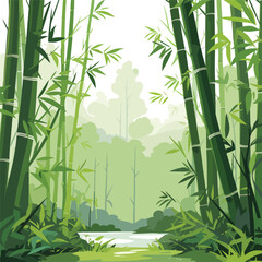 A serene bamboo forest illustration with its slende