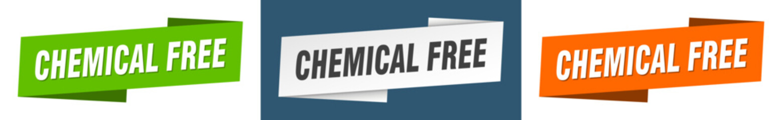 chemical free banner. chemical free ribbon label sign set