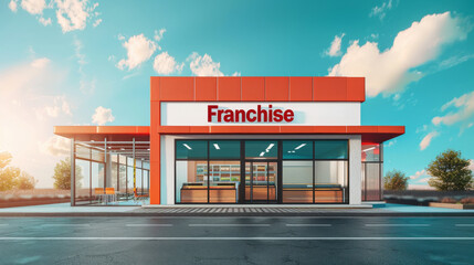 Front view of a fast-food restaurant franchise store - obrazy, fototapety, plakaty