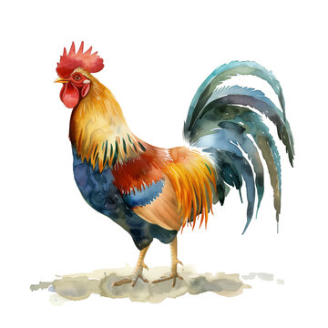 rooster watercolor good quality and good design