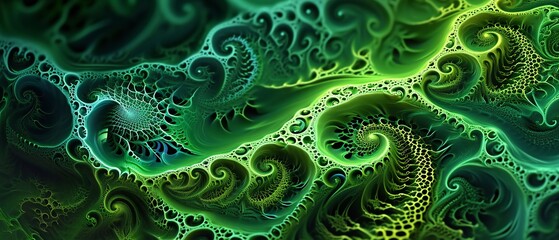 Green Fractal Patterns Abstract Digital Art
