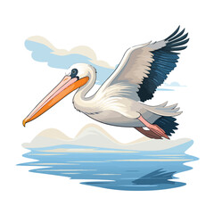 Fototapeta na wymiar A serene pelican illustration gliding gracefully ov
