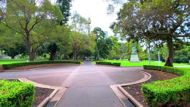 Monday 18 March 2024 Hyde Park Sydney in afternoon is in the heart of the CBD. trees flowers and pedestrians Sydney NSW Australia