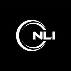NLI letter logo design with black background in illustrator, cube logo, vector logo, modern alphabet font overlap style. calligraphy designs for logo, Poster, Invitation, etc.