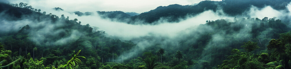Tropical Rainforest Landscape Panorama - obrazy, fototapety, plakaty