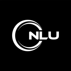NLU letter logo design with black background in illustrator, cube logo, vector logo, modern alphabet font overlap style. calligraphy designs for logo, Poster, Invitation, etc.