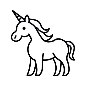 black vector unicorn icon on white background