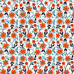 Seamless floral pattern with bright primitive patterns