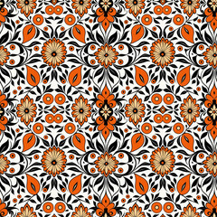 Fototapeta na wymiar Seamless floral pattern with bright primitive patterns