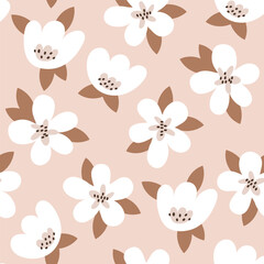 Seamless pattern with flowers. Vector - 761275854