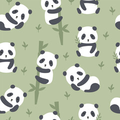 Seamless Pattern with cute panda. Kids background Vector - 761276054