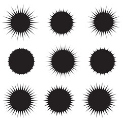 Fototapeta premium Set of sale sticker, price tag, starburst, quality mark, sunburst badges, retro stars. Flat vector design elements. Starburst speech bubbles or attention grabber set 24