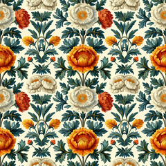 Seamless floral pattern with bright summer flowers