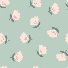 Seamless pattern with flowers. Vector - 761276095