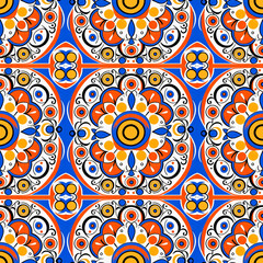 Fototapeta premium Seamless floral pattern with primitive elements