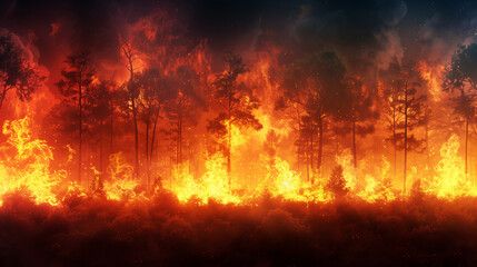 Fototapeta na wymiar Wildfire forest fire burning. Forest fire
