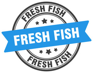 fresh fish stamp. fresh fish label on transparent background. round sign