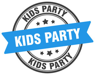 kids party stamp. kids party label on transparent background. round sign