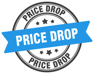 price drop stamp. price drop label on transparent background. round sign