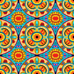 Fototapeta premium Seamless floral pattern with primitive elements