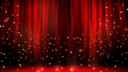 red curtain material, spotlight