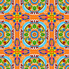 Fototapeta premium Seamless floral pattern with primitive elements