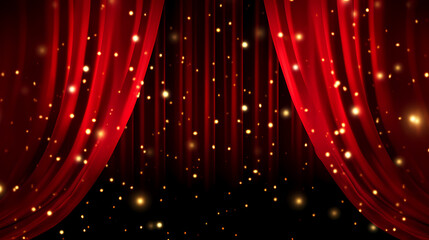 red curtain material, spotlight