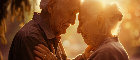 Elderly couple praying peaceful