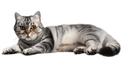 American Shorthair cat Scottish Fold full body beautiful transparent background