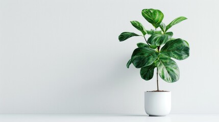 Fiddle Leaf Fig potted plant on white background