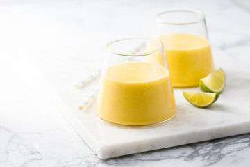 Traditional mango lassi with yogurt