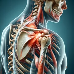 Detailed Human Shoulder Musculature Anatomy - obrazy, fototapety, plakaty