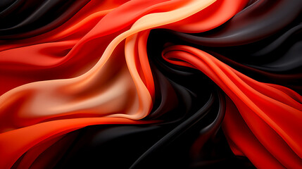 Obraz premium Abstract Background with 3D Wave black and red Gradient Silk Fabric