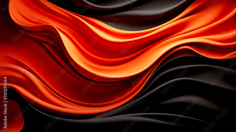 Poster abstract background with 3d wave black and red gradient silk fabric