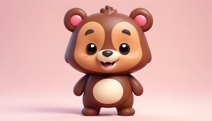 Obraz na płótnie Canvas 3d cartoon bear, cute bear Waving And Smiling Animal
