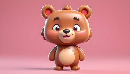 3d cartoon bear, cute bear Waving And Smiling Animal
