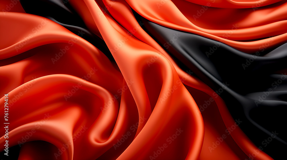 Poster abstract background with 3d wave black and red gradient silk fabric