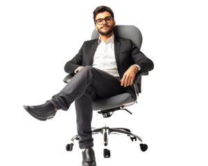 businessman sitting on chair, Transparent background