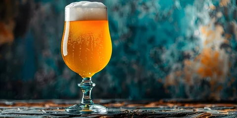 Foto op Plexiglas Savor a refreshing IPA in a transparent glass highlighting its delightful bubbles. Concept Beer, IPA, Glassware, Refreshing, Bubbles © Anastasiia