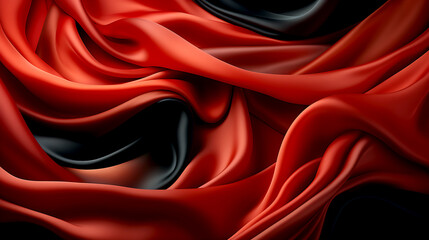 Obraz premium Abstract Background with 3D Wave black and red Gradient Silk Fabric