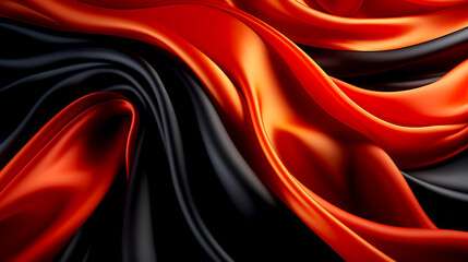 Abstract Background with 3D Wave black and red Gradient Silk Fabric