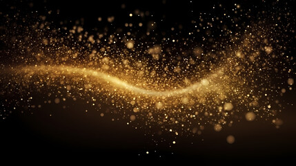 Dynamic explosion of golden glitter and dust