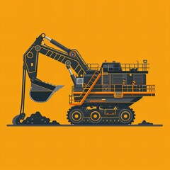 Flat vector logo of mining equipment