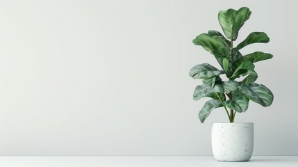 white vase with plant, on white background