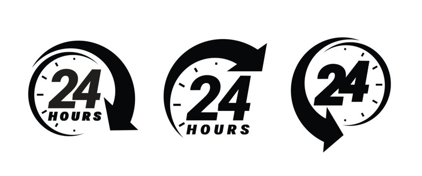 24 hours order execution or delivery service icons. commercial support. Vector illustration