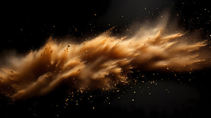Dynamic explosion of golden glitter and dust - obrazy, fototapety, plakaty