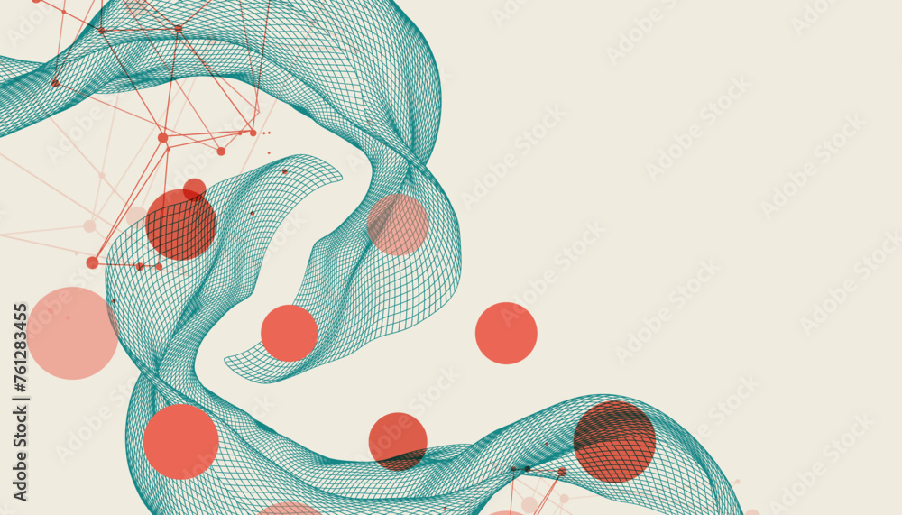 Wall mural the abstract wave is made in a frame style. template for science and technology presentation. hand d