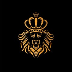 Obraz premium Flat vector logo of a crown with a lion